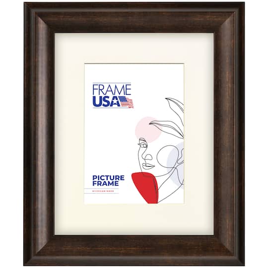 Frame USA Verona Narrow Tarnished Bronze Single Image Picture Frame with Mat